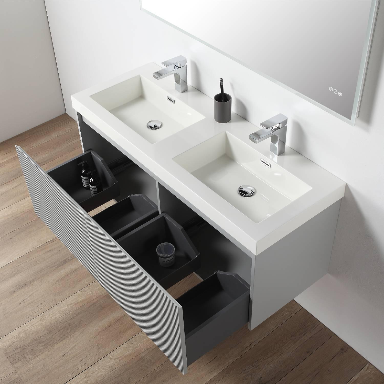 Positano 48" Luxury Double Bathroom Vanity with Acrylic Sink