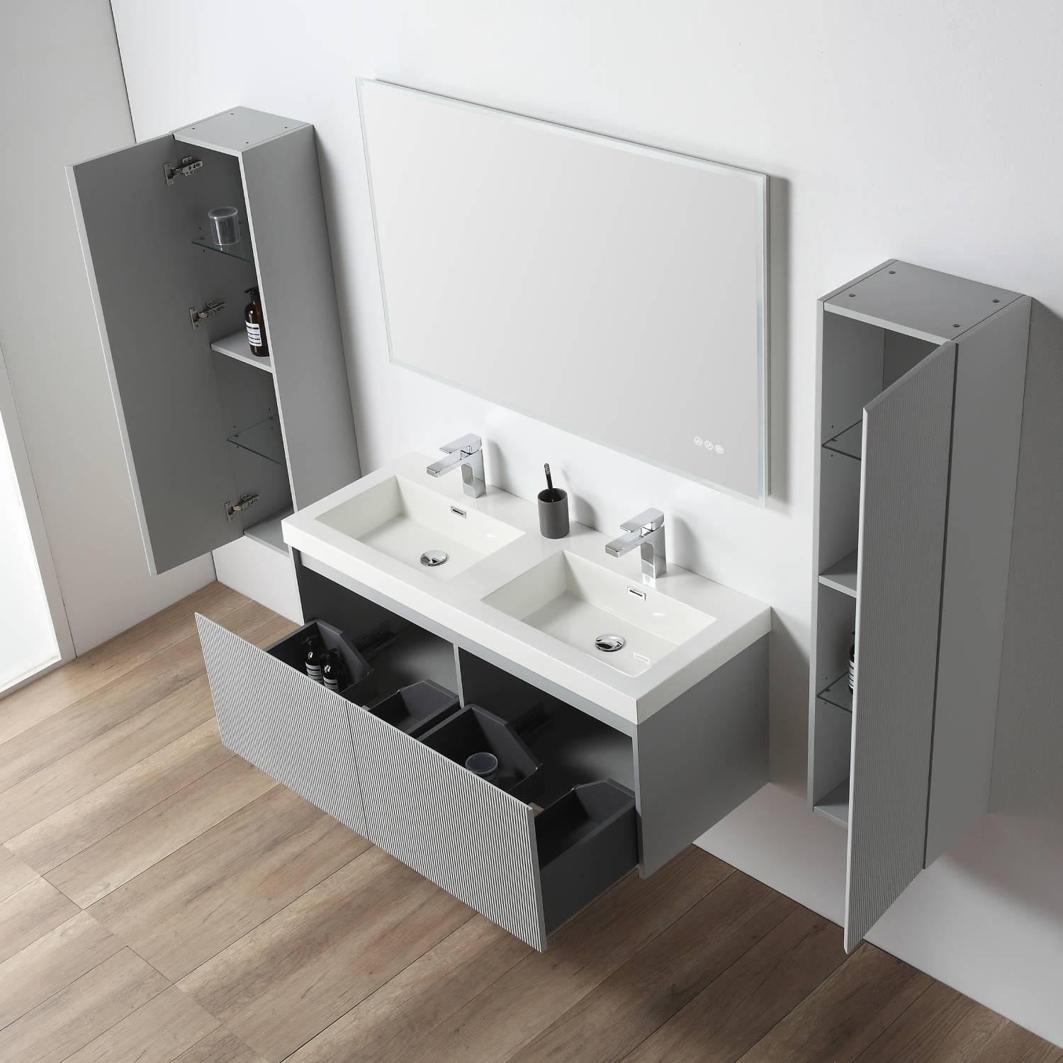 Positano 48" Luxury Double Bathroom Vanity with Acrylic Sink
