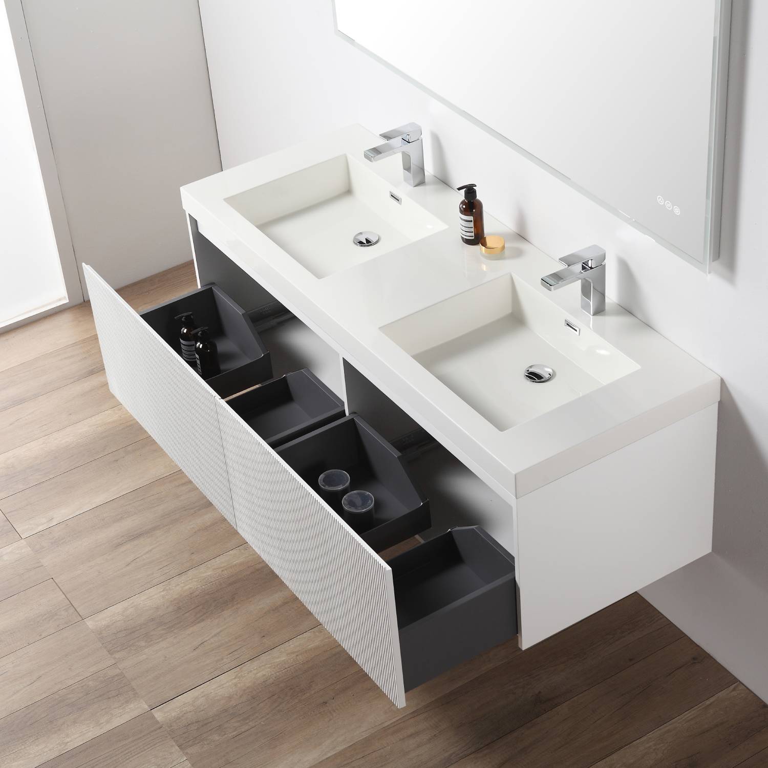 Positano 60" Luxury Double Bathroom Vanity with Acrylic Sink