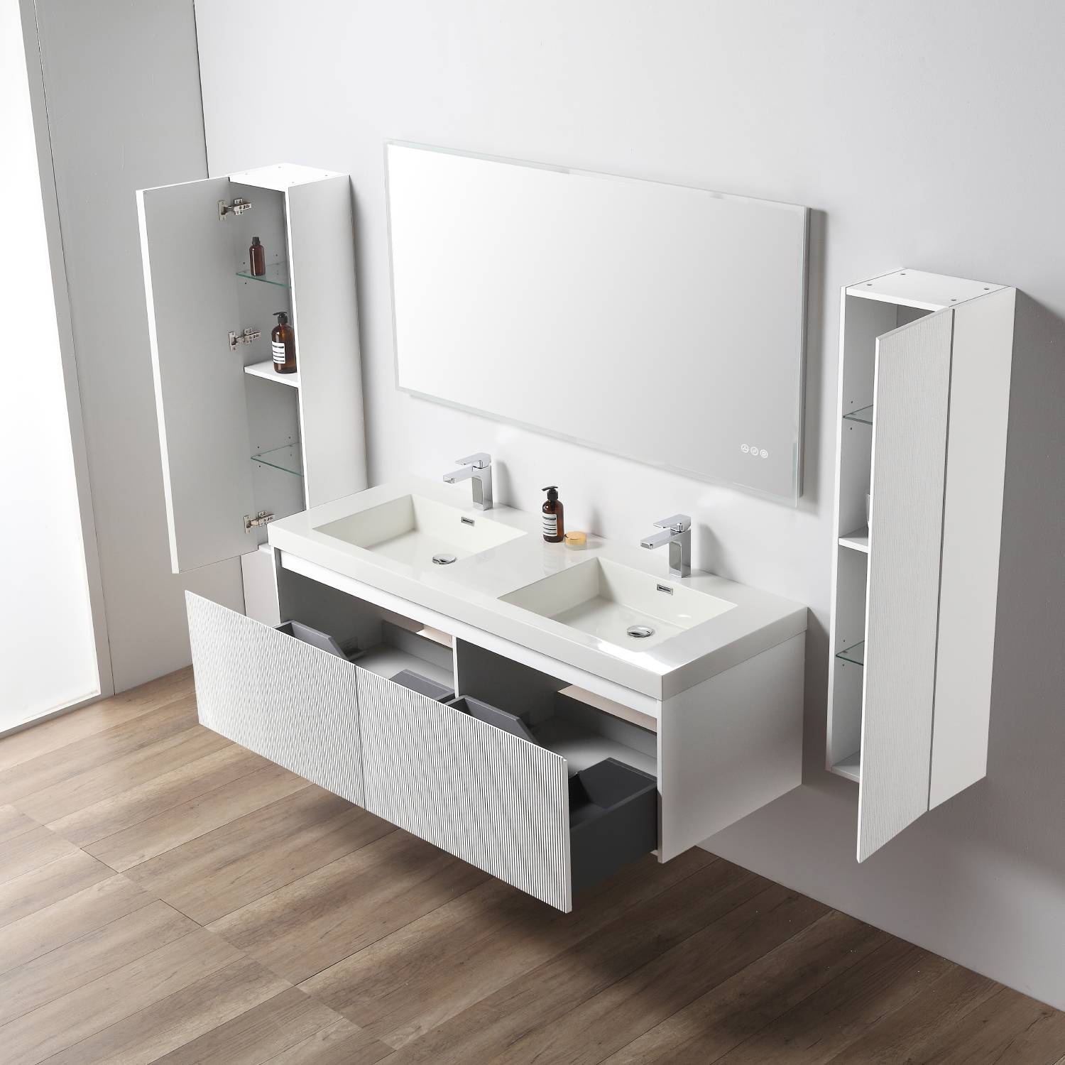 Positano 60" Luxury Double Bathroom Vanity with Acrylic Sink