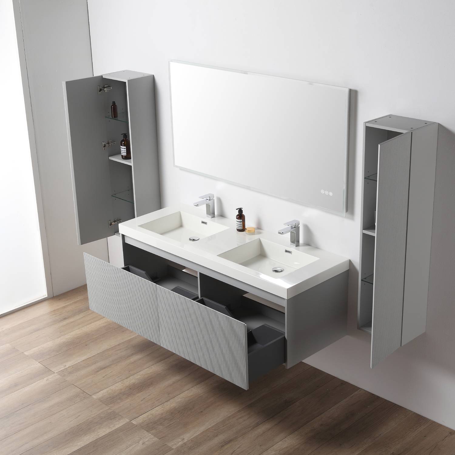 Positano 60" Luxury Double Bathroom Vanity with Acrylic Sink