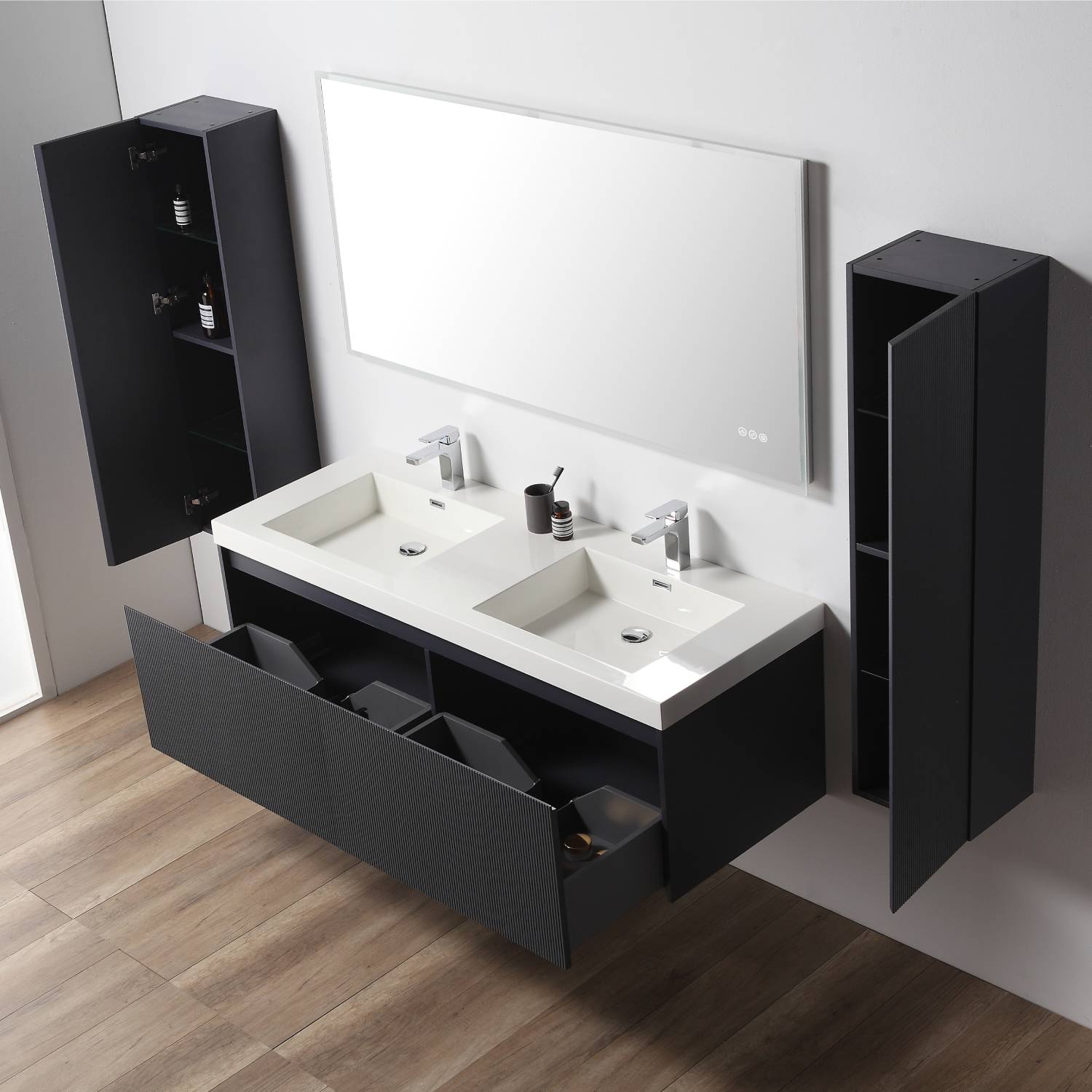 Positano 60" Luxury Double Bathroom Vanity with Acrylic Sink