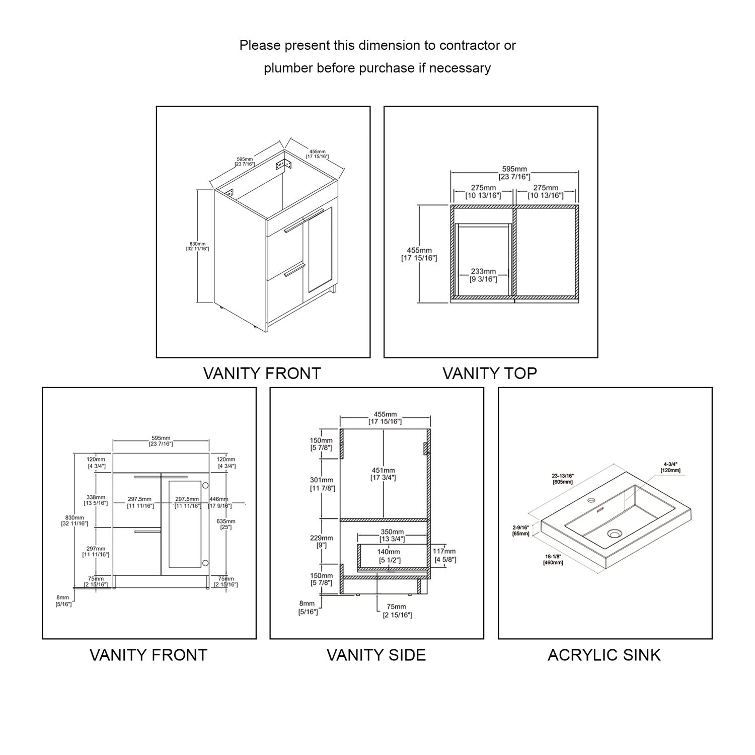 Hanover 24" Bathroom Vanity with Top - Contemporary Bathroom Vanity