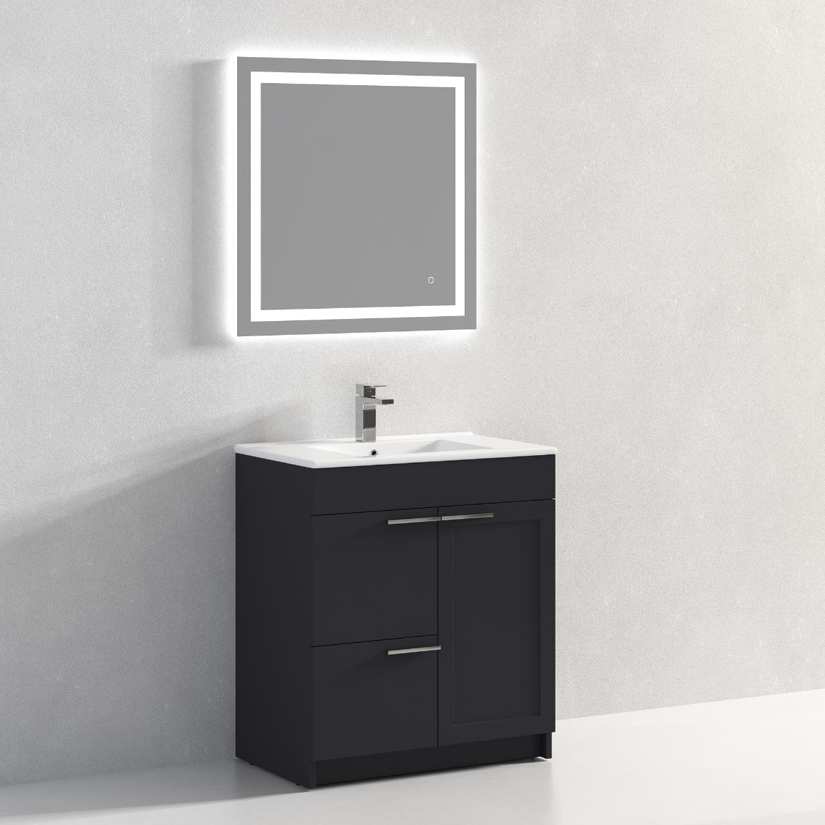 Hanover 30″ Free-Standing Vanity with Ceramic Top - Contemporary Bathroom Vanity