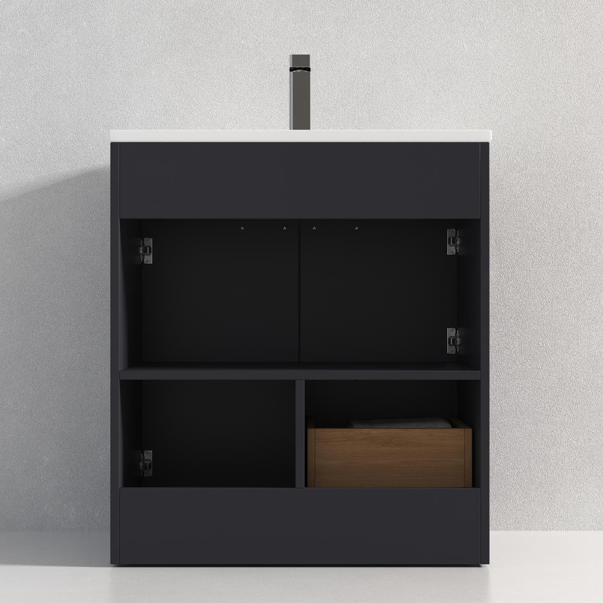 Hanover 30″ Free-Standing Vanity with Ceramic Top - Contemporary Bathroom Vanity