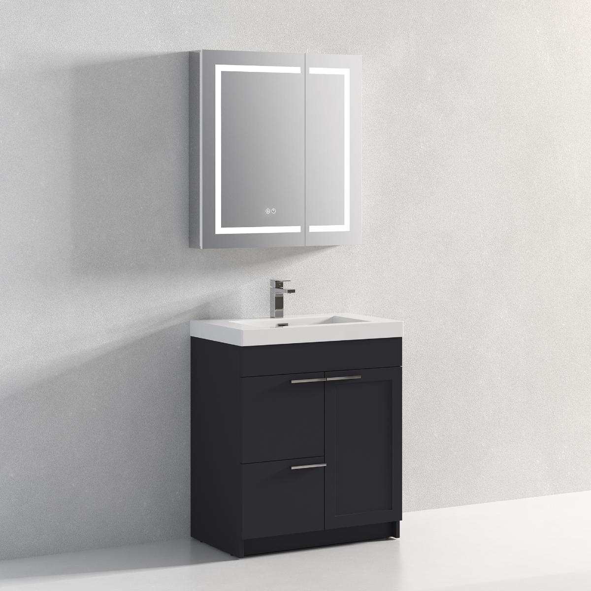 Hanover 30″ Free-Standing Vanity with Acrylic Top - Contemporary Bathroom Vanity