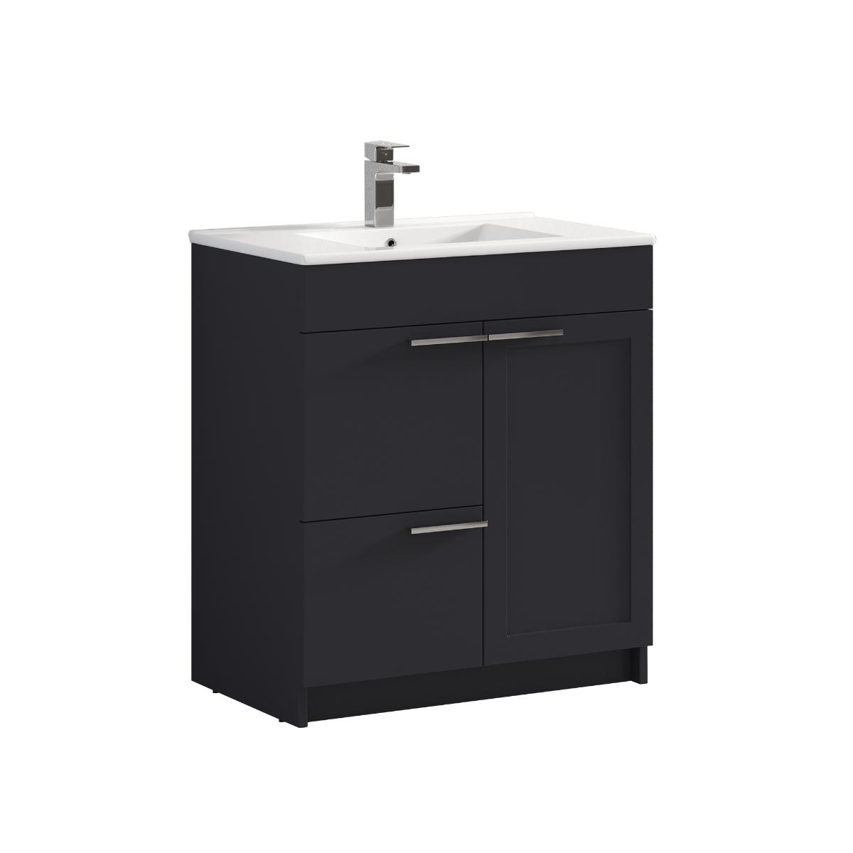 Hanover 30″ Free-Standing Vanity with Ceramic Top - Contemporary Bathroom Vanity