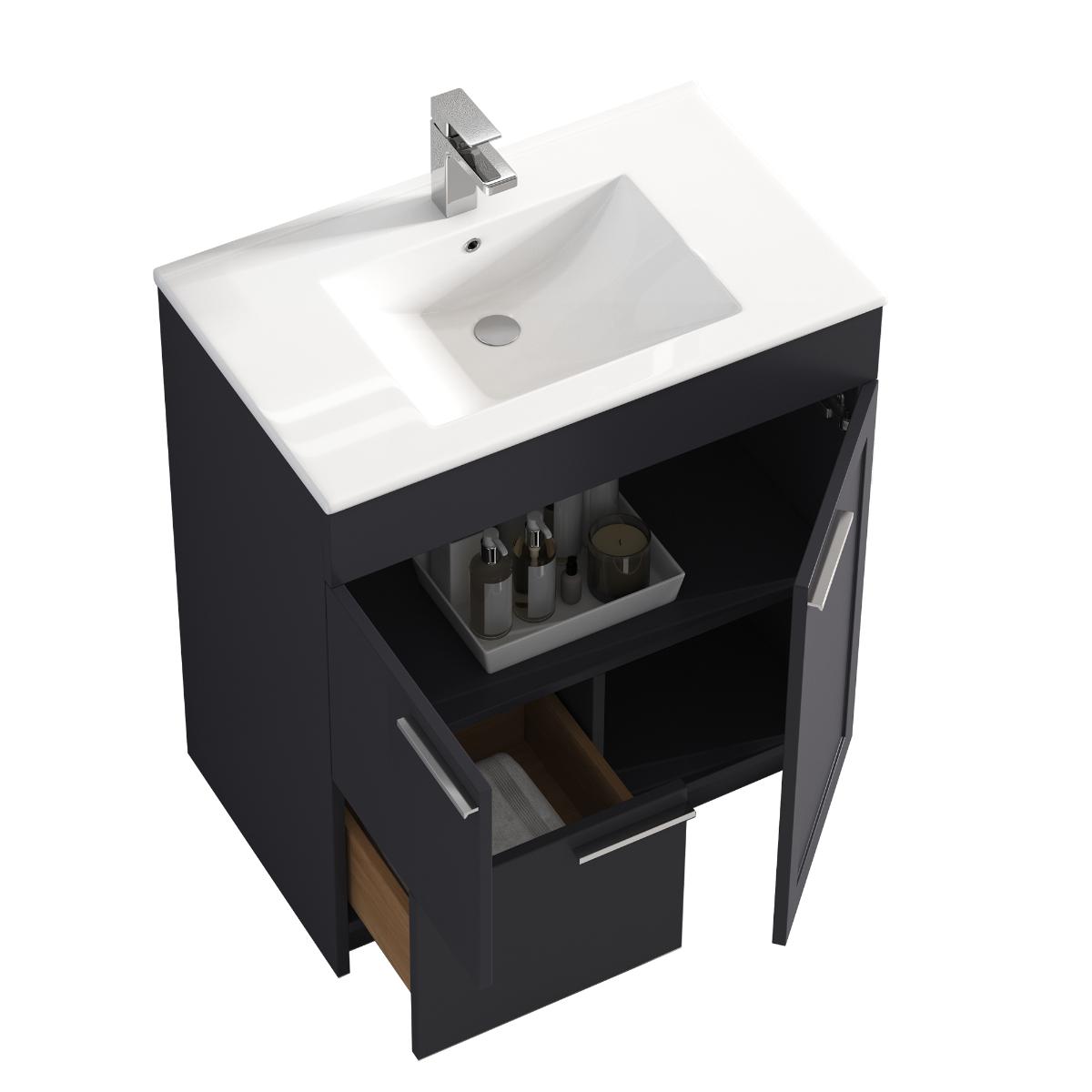 Hanover 30″ Free-Standing Vanity with Ceramic Top - Contemporary Bathroom Vanity