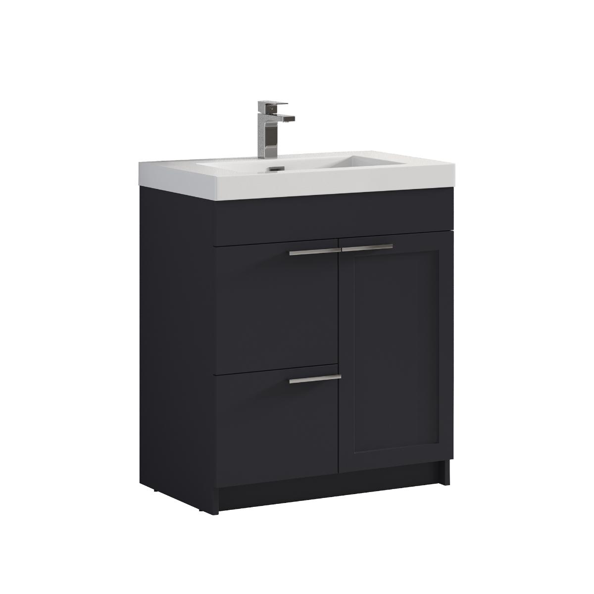 Hanover 30″ Free-Standing Vanity with Acrylic Top - Contemporary Bathroom Vanity