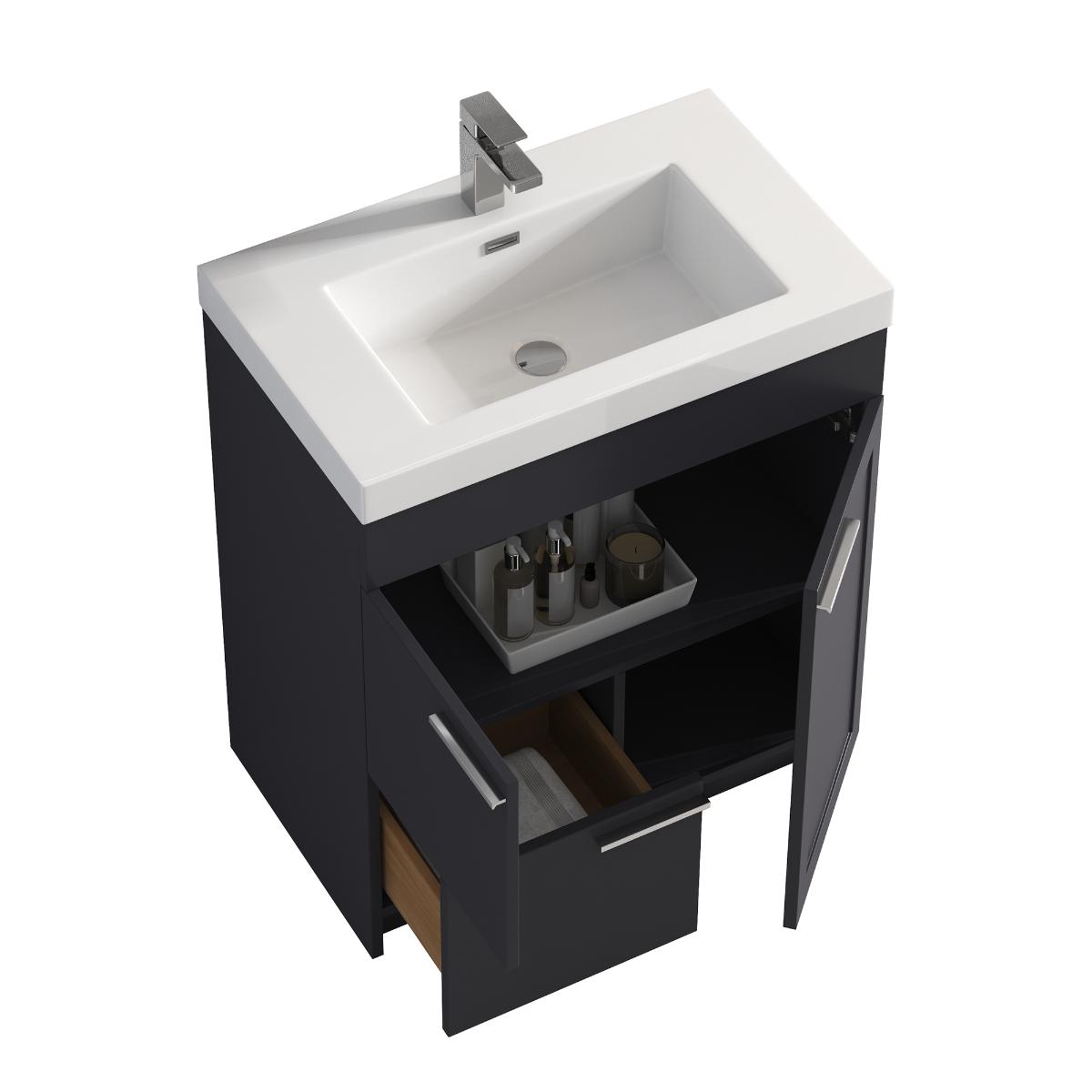 Hanover 30″ Free-Standing Vanity with Acrylic Top - Contemporary Bathroom Vanity