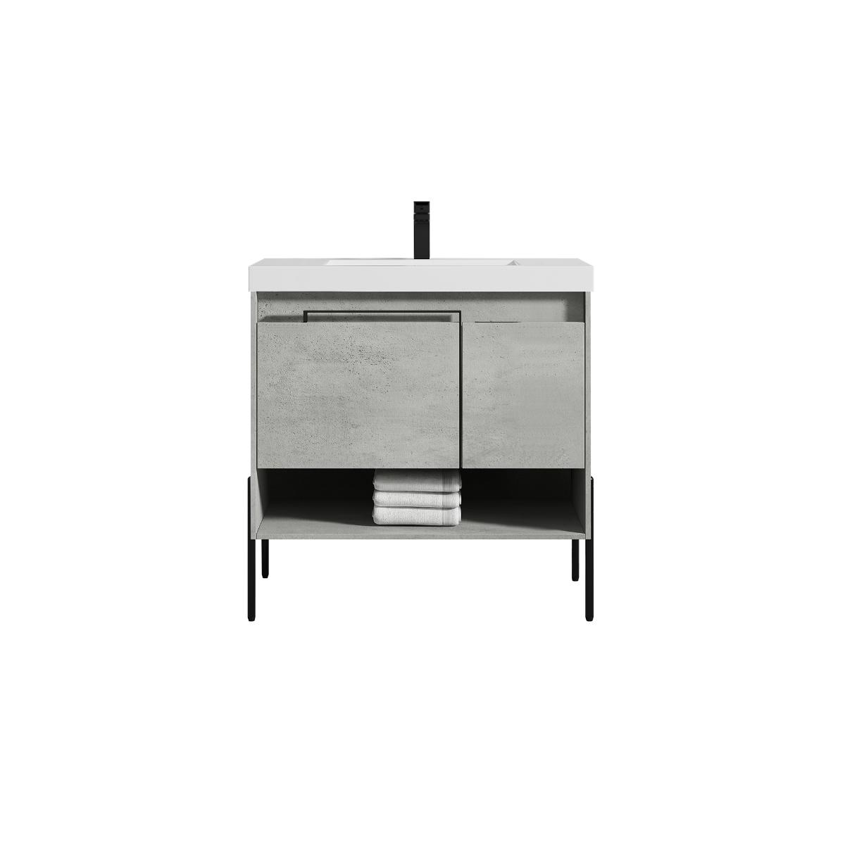 Turin 36″ Grey Vanity with Top - Modern Bathroom Vanity