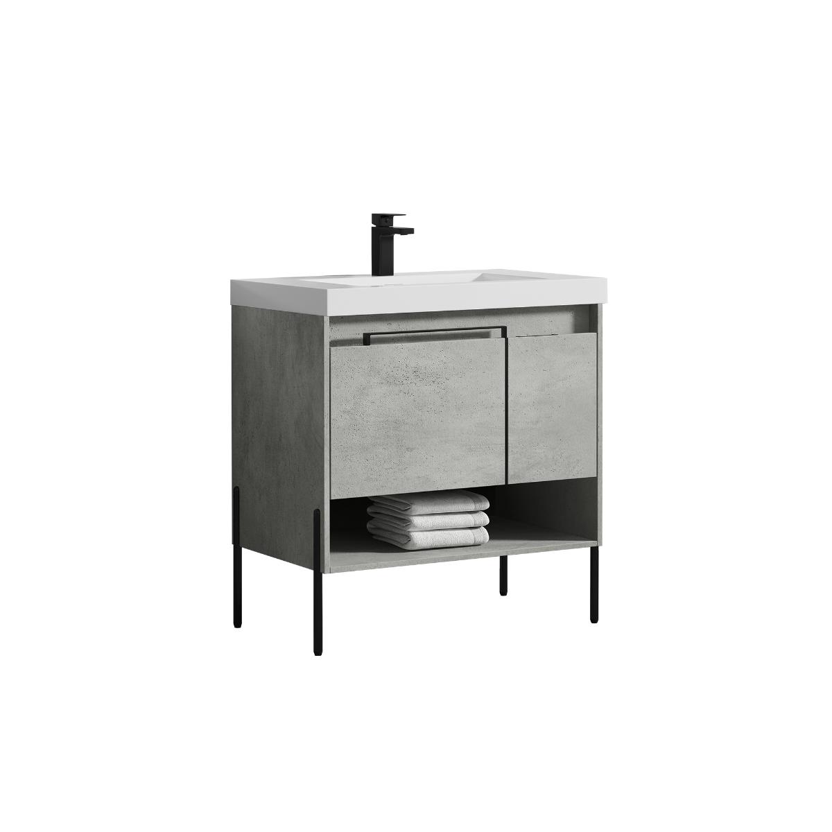 Turin 36″ Grey Vanity with Top - Modern Bathroom Vanity