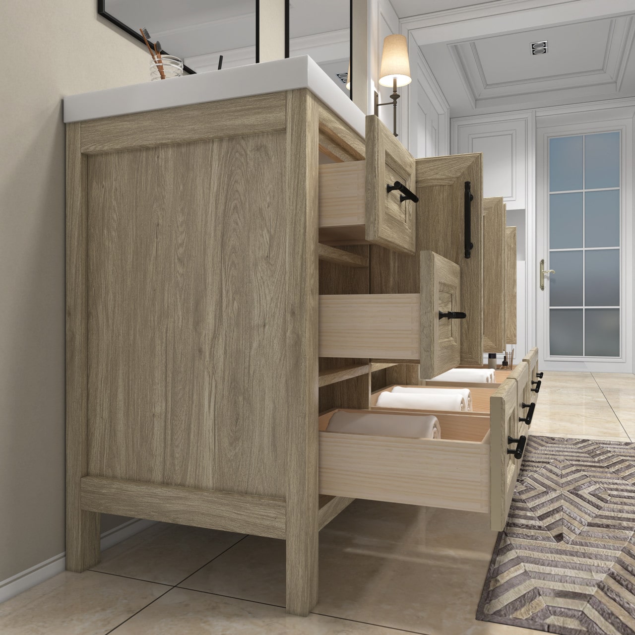 VIV 72" Solid Wood Freestanding Bathroom Vanity with Double Sink