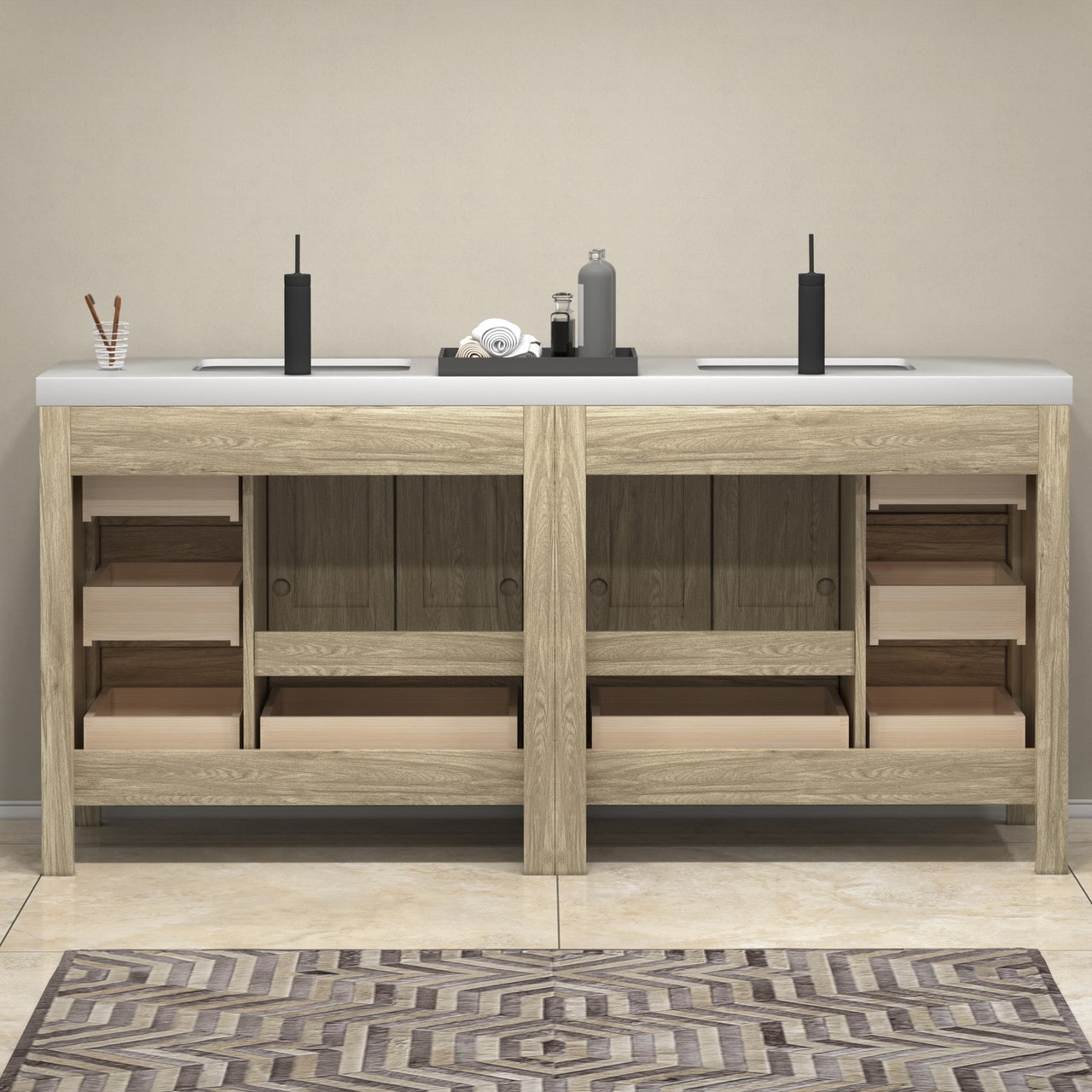 VIV 72" Solid Wood Freestanding Bathroom Vanity with Double Sink