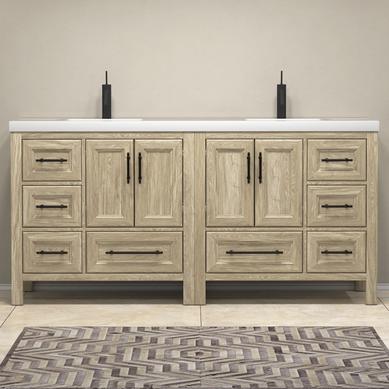 VIV 72" Solid Wood Freestanding Bathroom Vanity with Double Sink