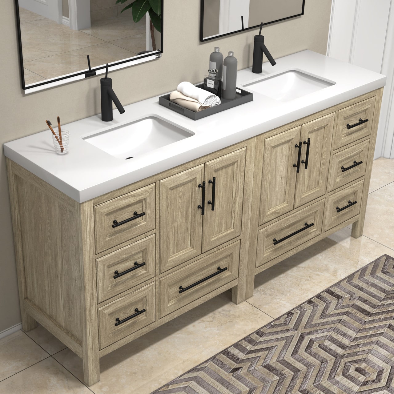 VIV 72" Solid Wood Freestanding Bathroom Vanity with Double Sink
