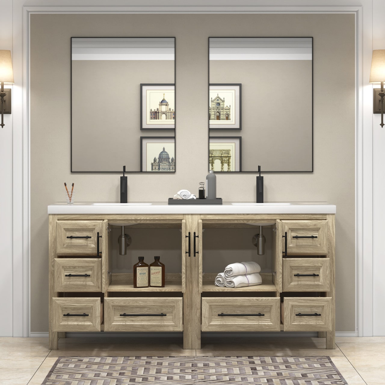 VIV 72" Solid Wood Freestanding Bathroom Vanity with Double Sink