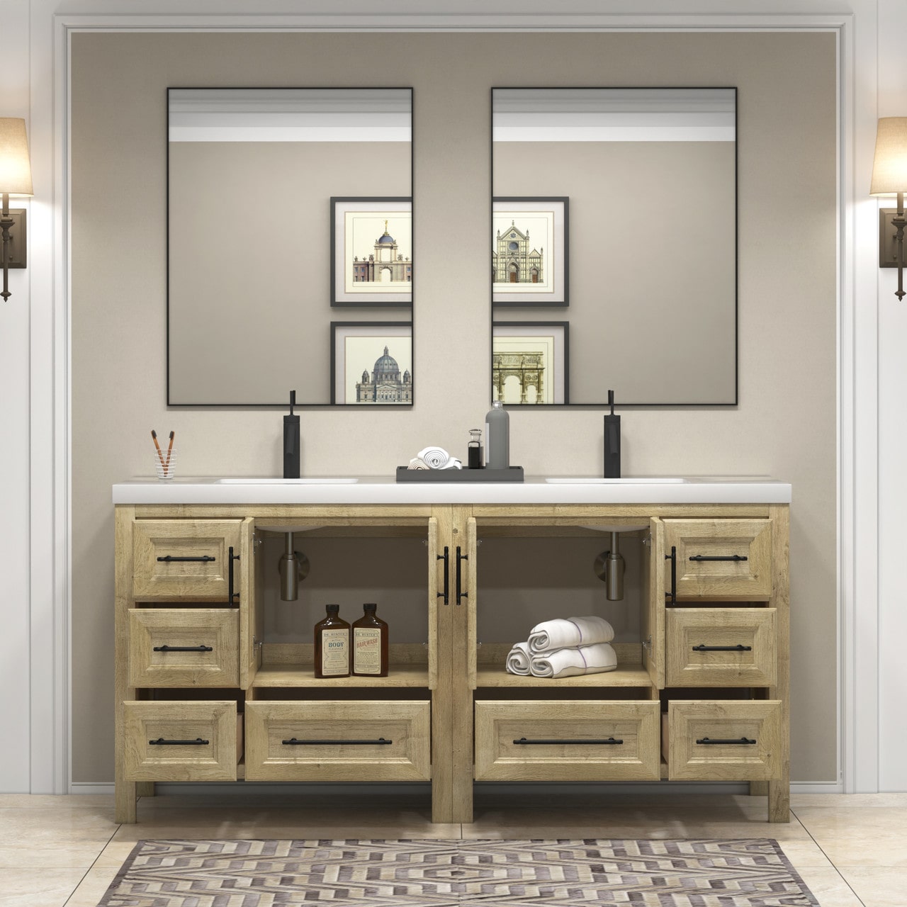 VIV 72" Solid Wood Freestanding Bathroom Vanity with Double Sink