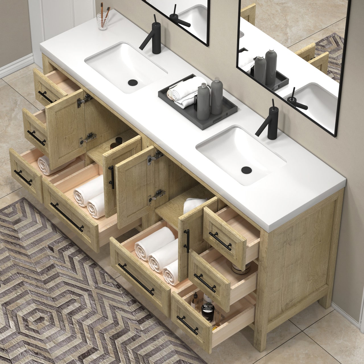 VIV 72" Solid Wood Freestanding Bathroom Vanity with Double Sink