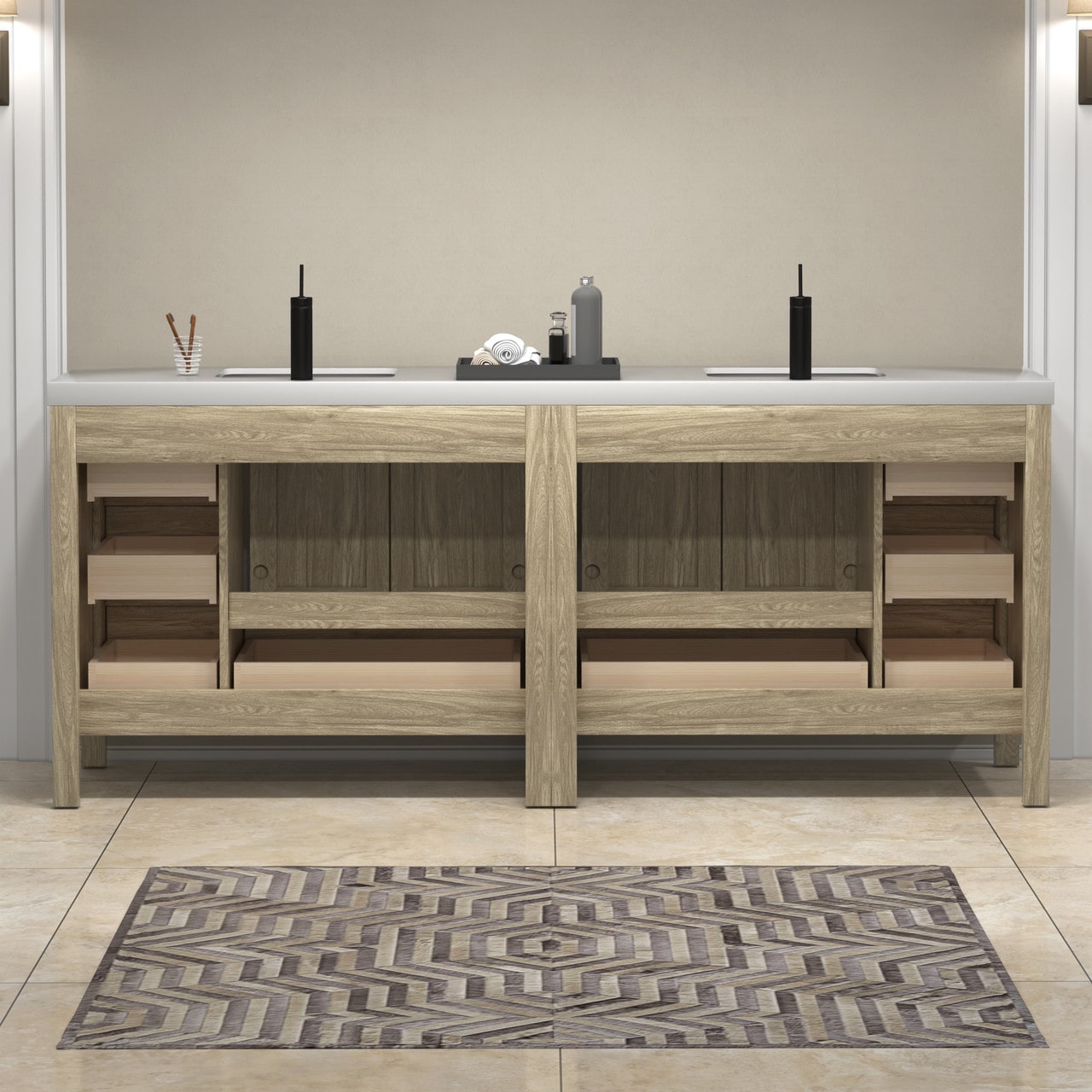 VIV 84" Solid Wood Freestanding Bathroom Vanity with Double Sink