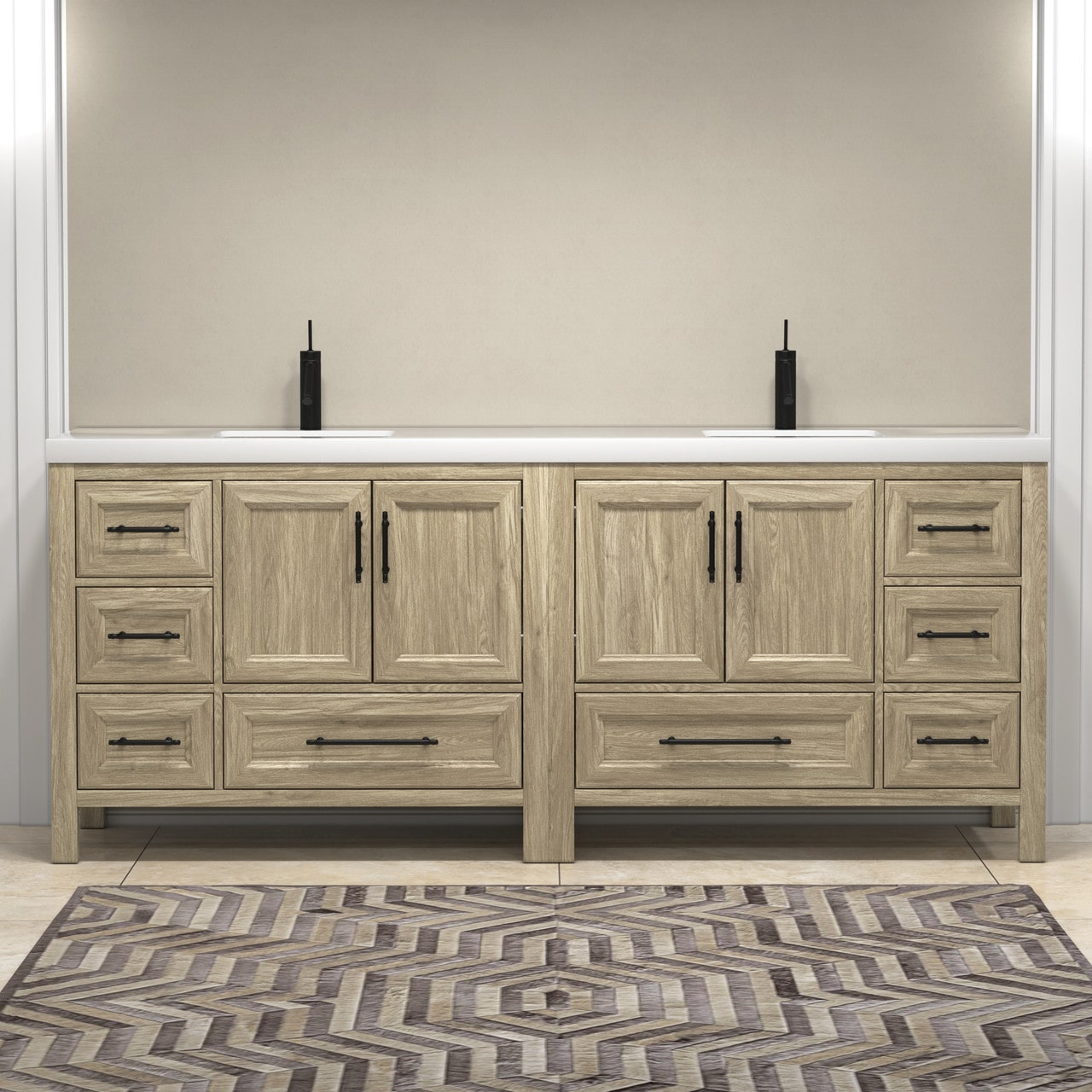 VIV 84" Solid Wood Freestanding Bathroom Vanity with Double Sink