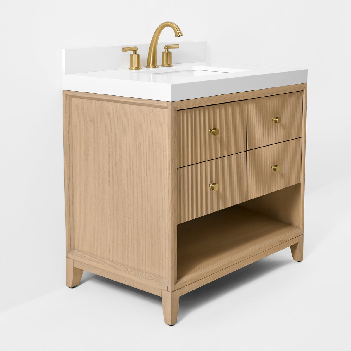 Ancerre Designs Momo 36-inch Oak vanity - Standalone angled view