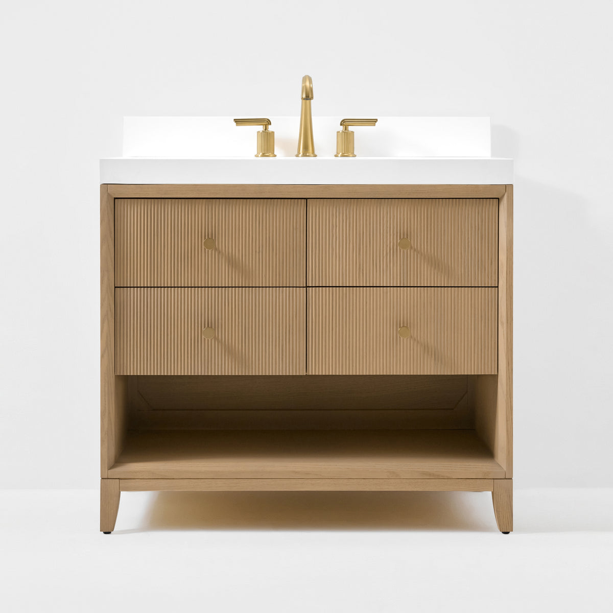 Ancerre Designs Momo 36-inch Oak vanity - Standalone front view