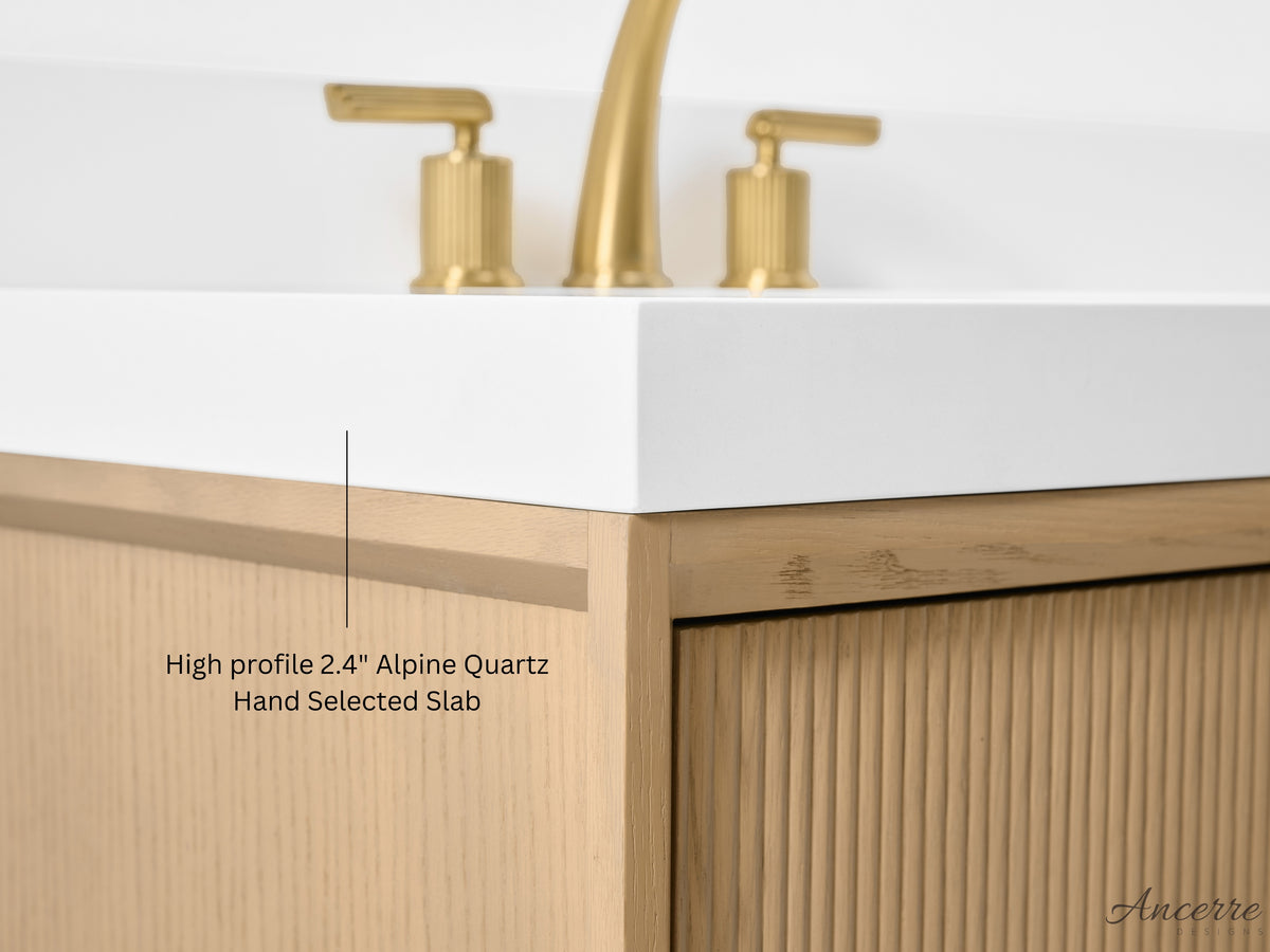 Ancerre Designs Momo 36-inch Oak vanity - 2.4-inch Alpine Quartz countertop feature