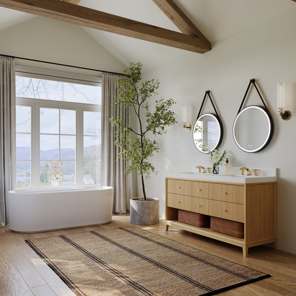 Momo 60" Bath Vanity Set with Alpine White Quartz Top