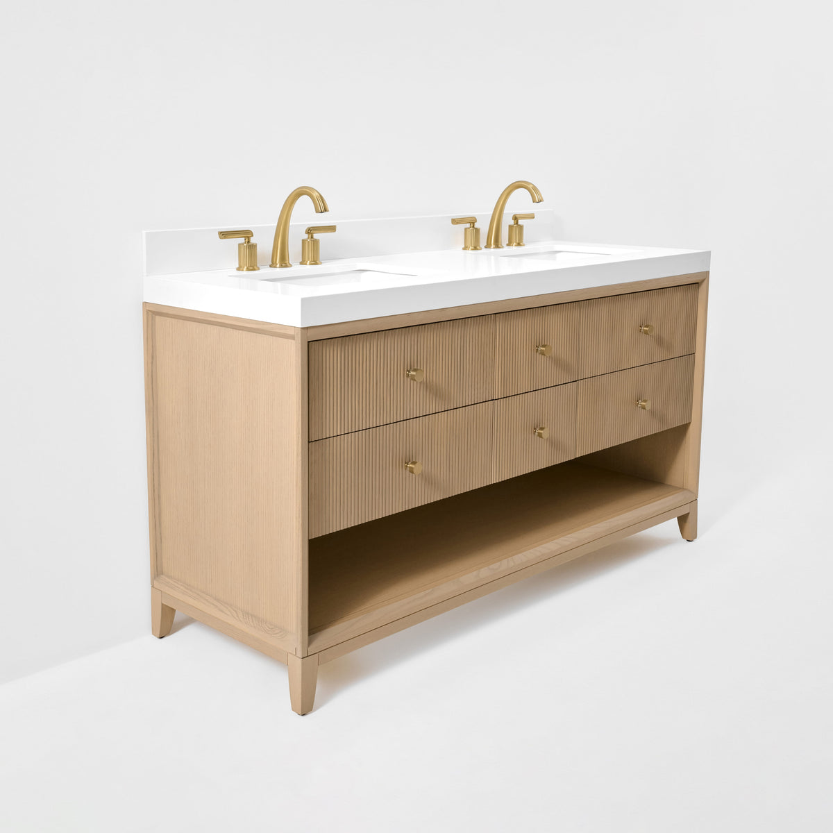 Momo 60" Bath Vanity Set with Alpine White Quartz Top