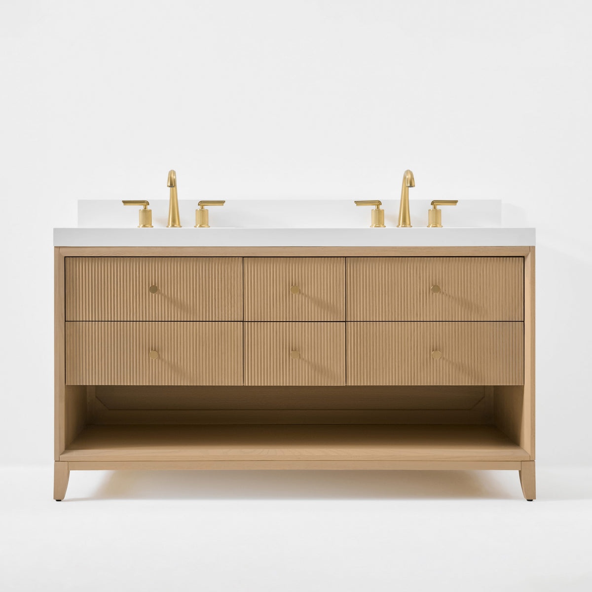 Momo 60" Bath Vanity Set with Alpine White Quartz Top