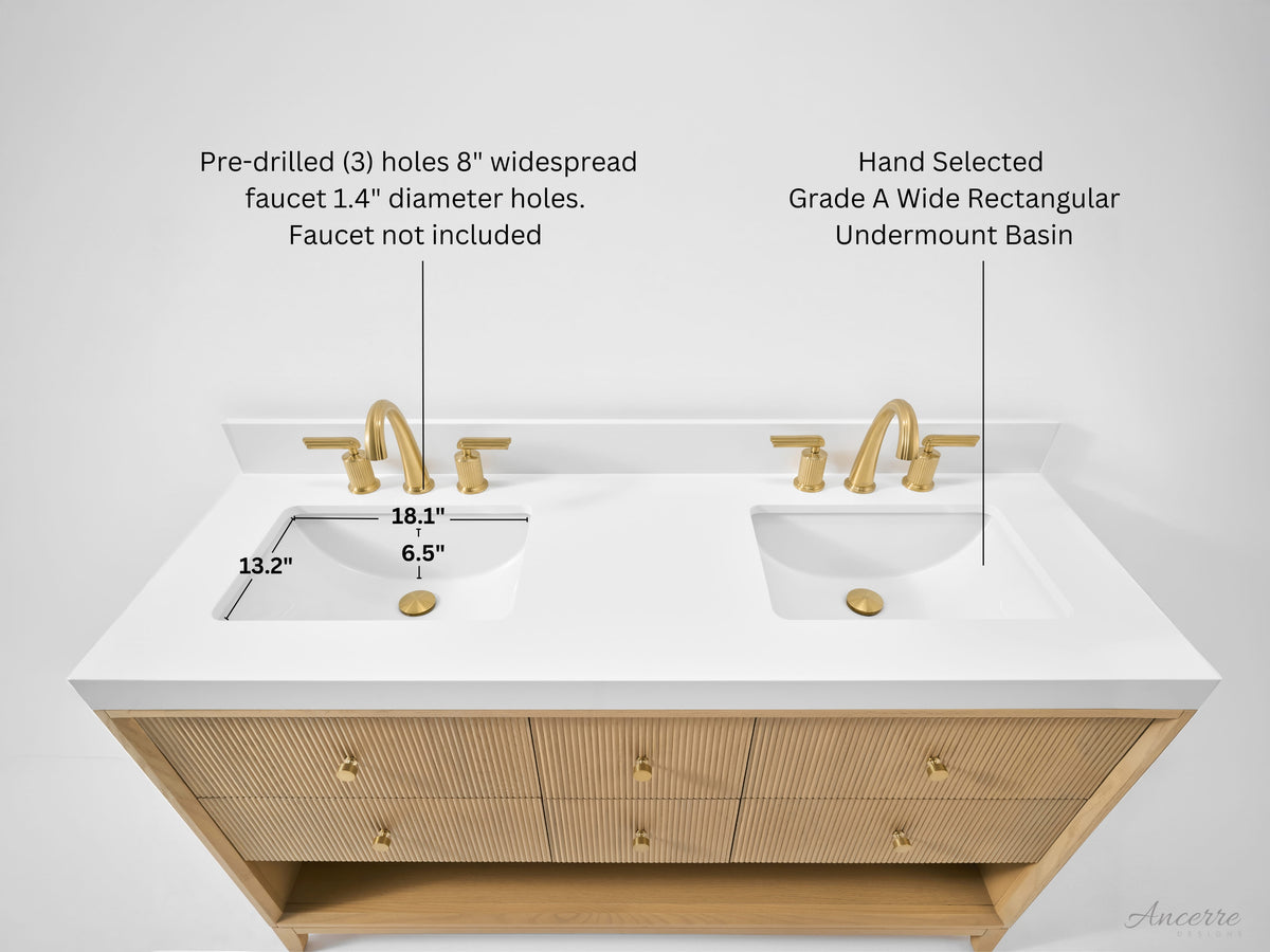 Momo 60" Bath Vanity Set with Alpine White Quartz Top