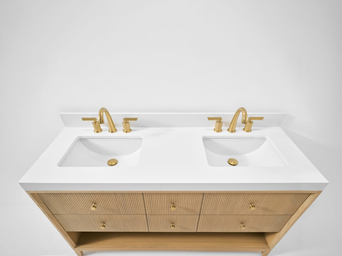 Momo 60" Bath Vanity Set with Alpine White Quartz Top