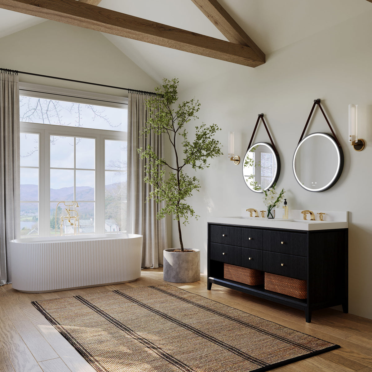 Momo 60" Bath Vanity Set with Alpine White Quartz Top