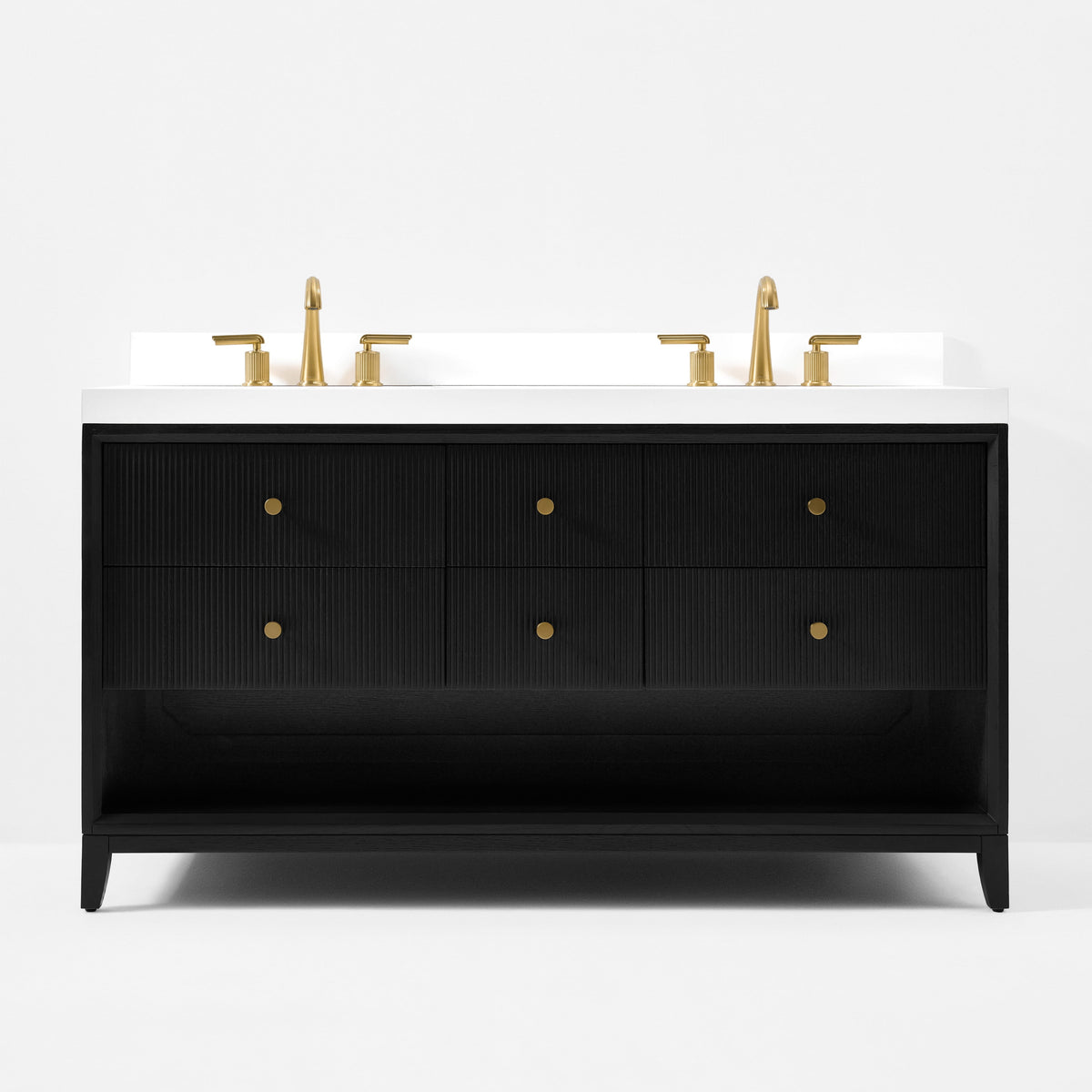 Momo 60" Bath Vanity Set with Alpine White Quartz Top