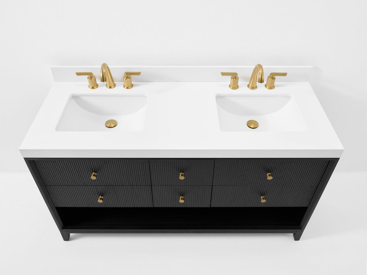 Momo 60" Bath Vanity Set with Alpine White Quartz Top