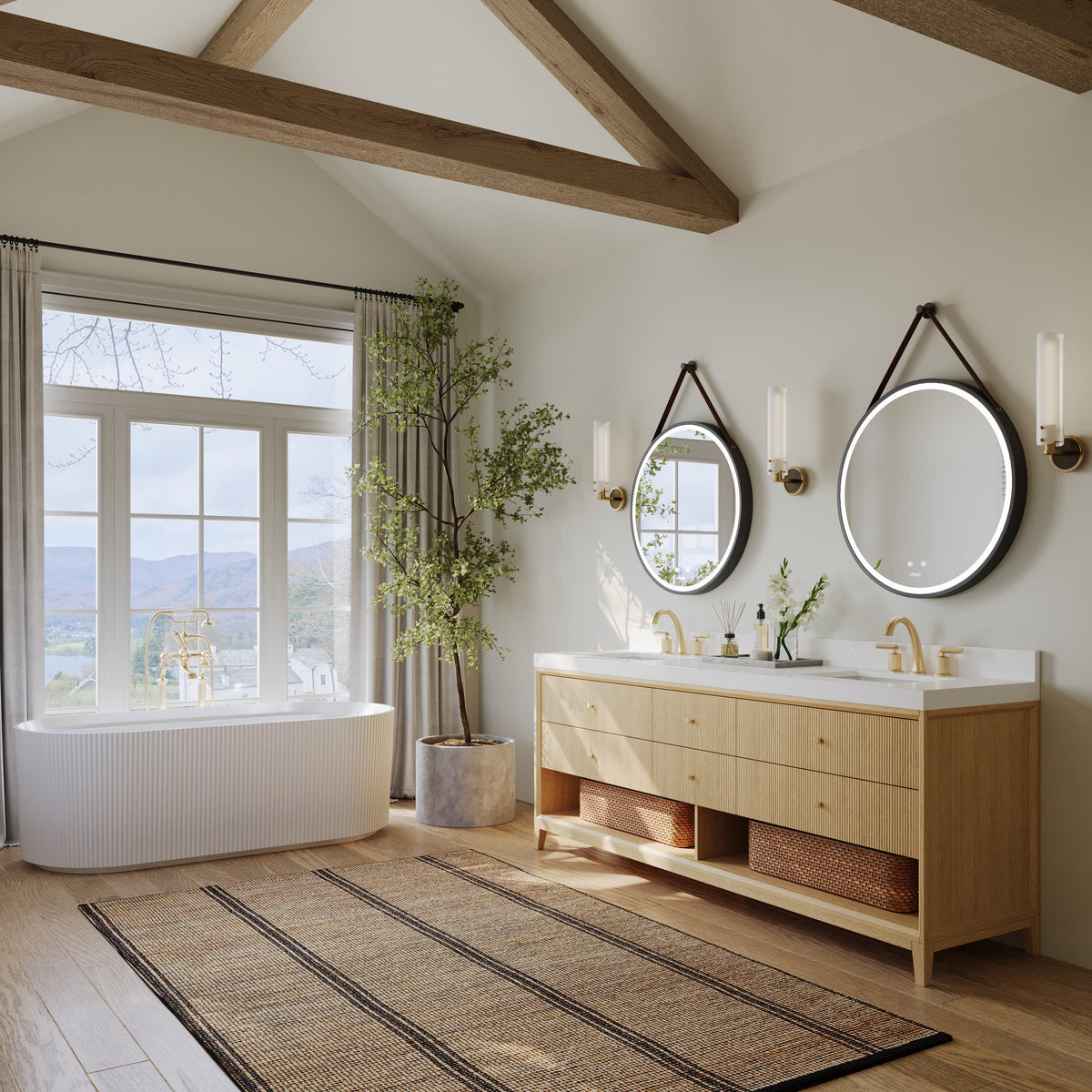 Momo 84" Bath Vanity Set with Alpine White Quartz Top