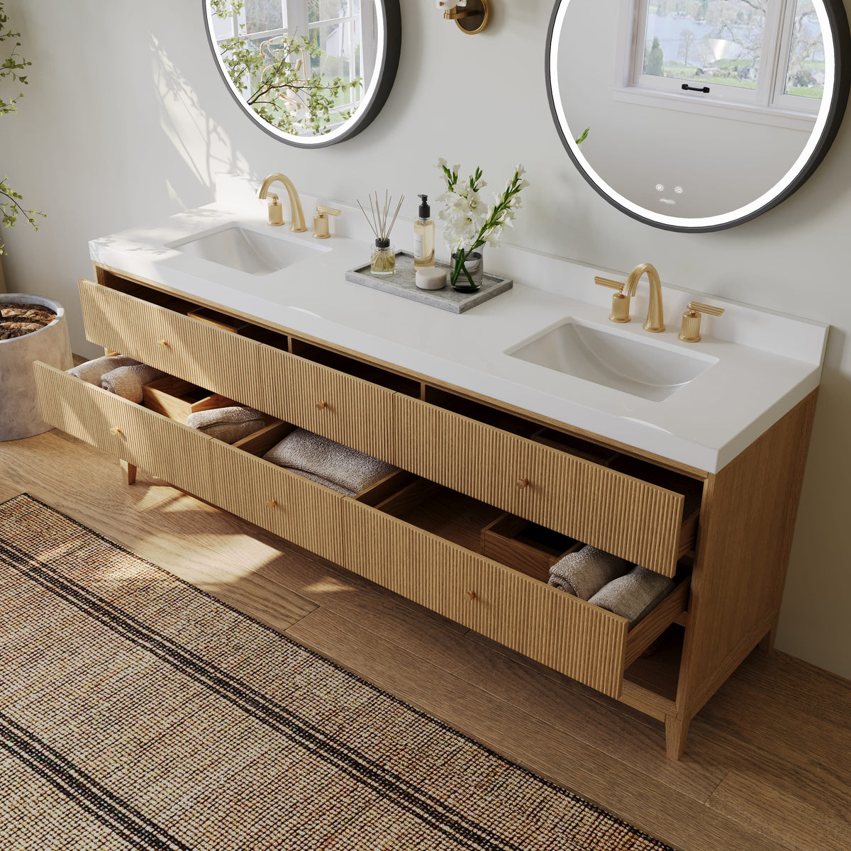 Momo 84" Bath Vanity Set with Alpine White Quartz Top
