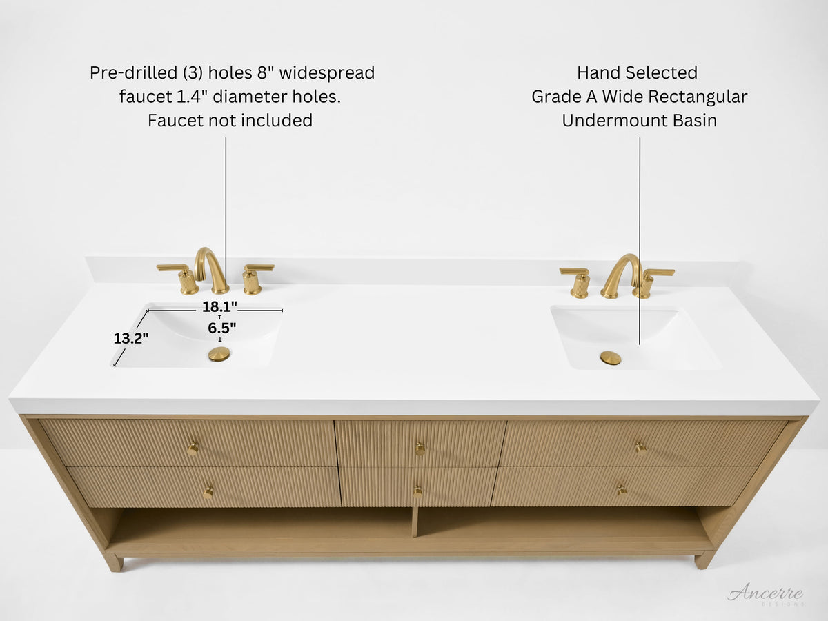 Momo 84" Bath Vanity Set with Alpine White Quartz Top