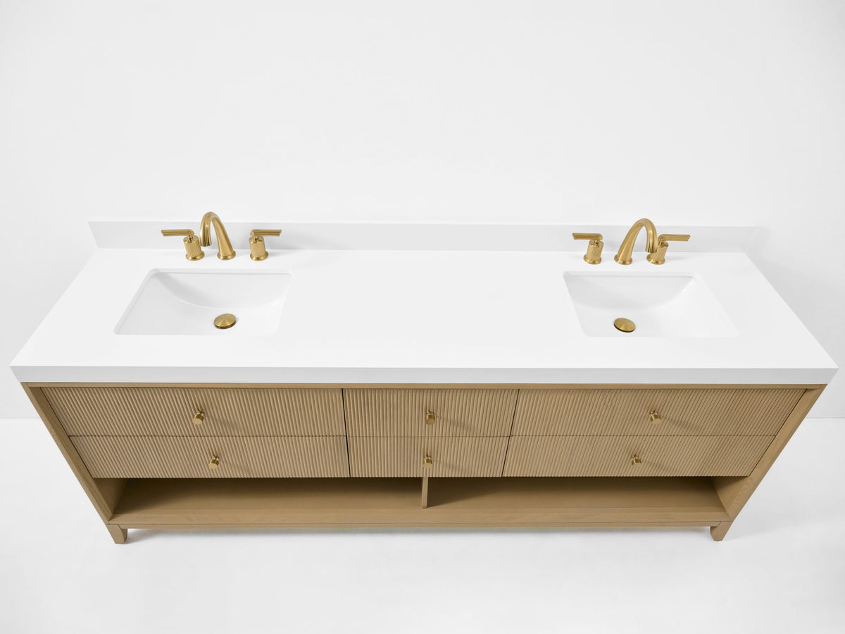 Momo 84" Bath Vanity Set with Alpine White Quartz Top