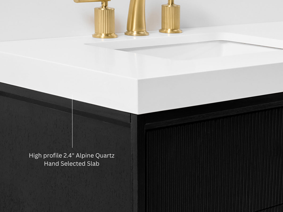 Momo 84" Bath Vanity Set with Alpine White Quartz Top