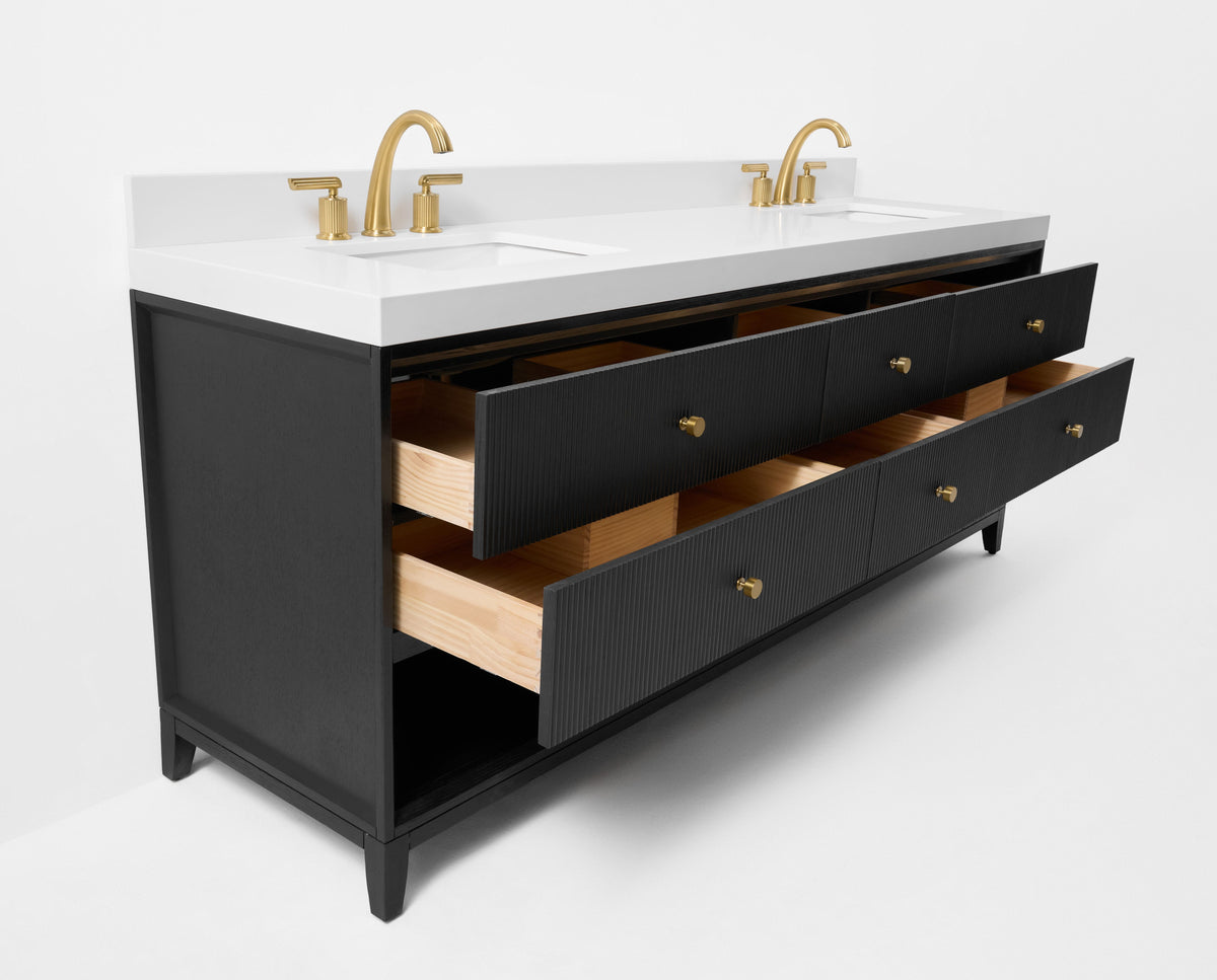 Momo 84" Bath Vanity Set with Alpine White Quartz Top