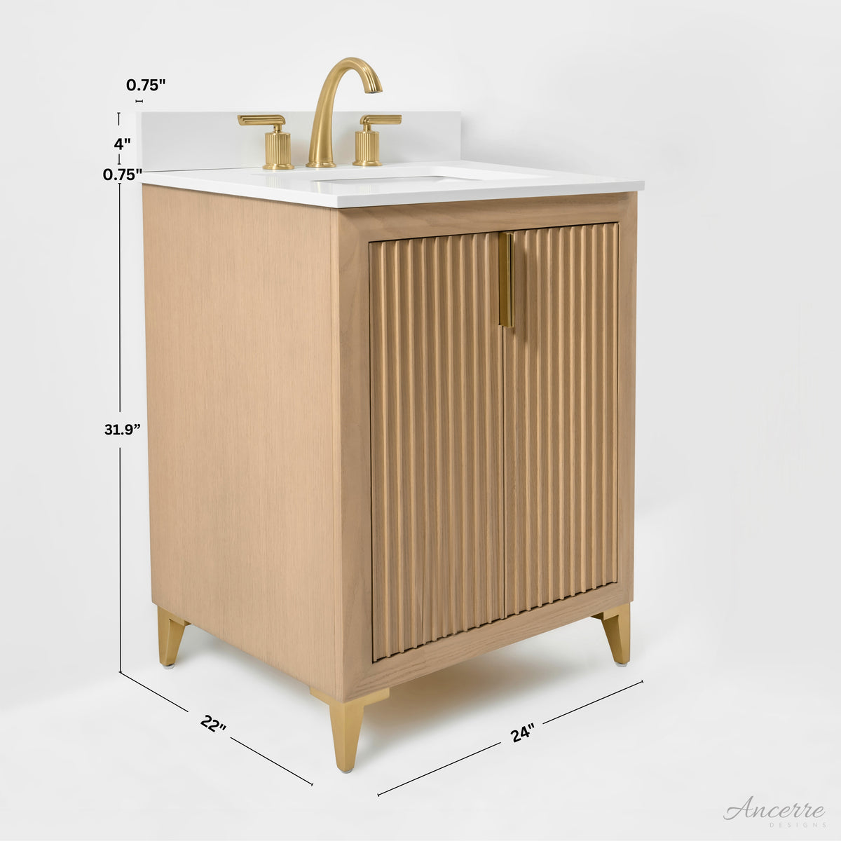 Ancerre Designs Turlington 24-inch Oak vanity - Vanity dimensions