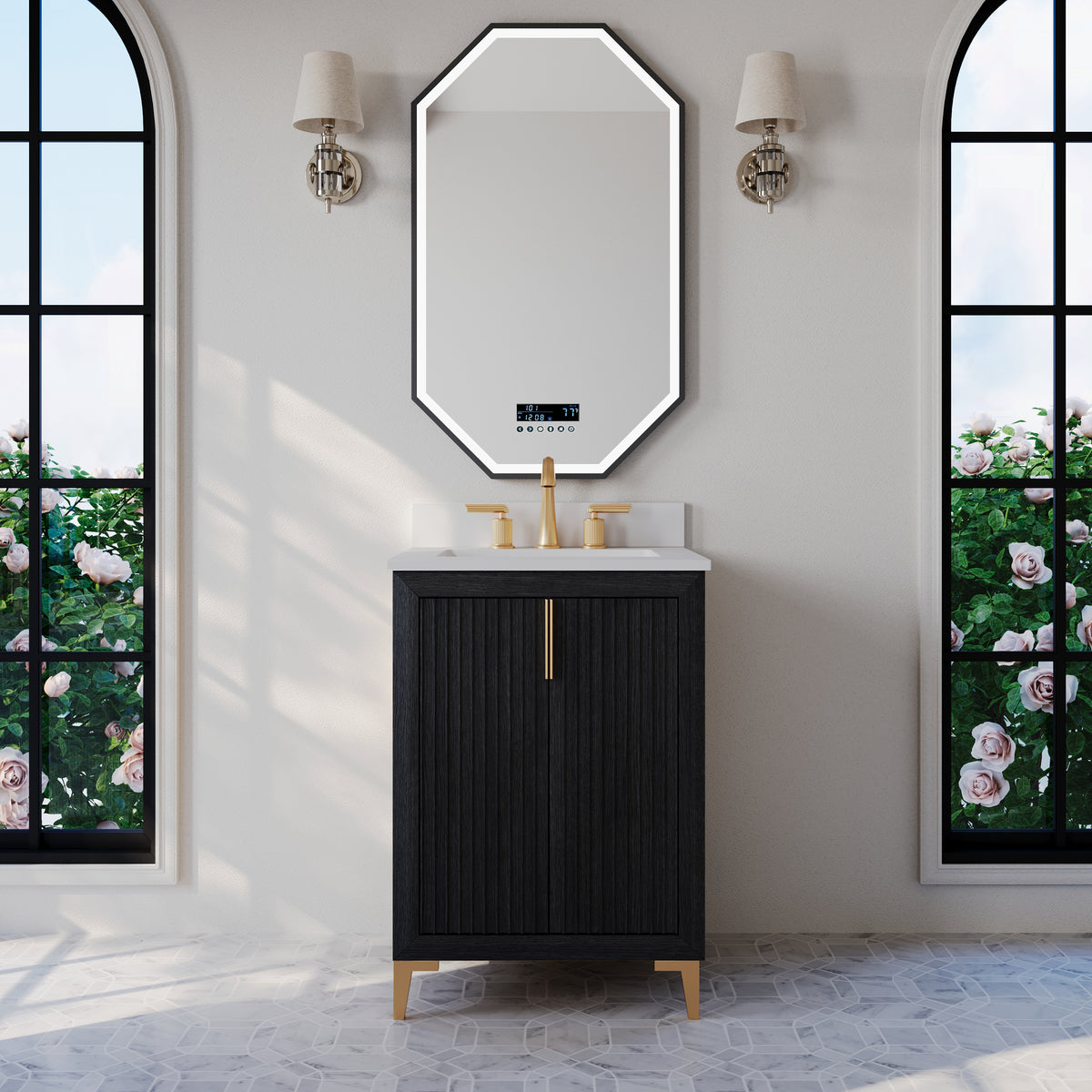 Ancerre Designs Turlington 24-inch Black Oak vanity - Bathroom front view