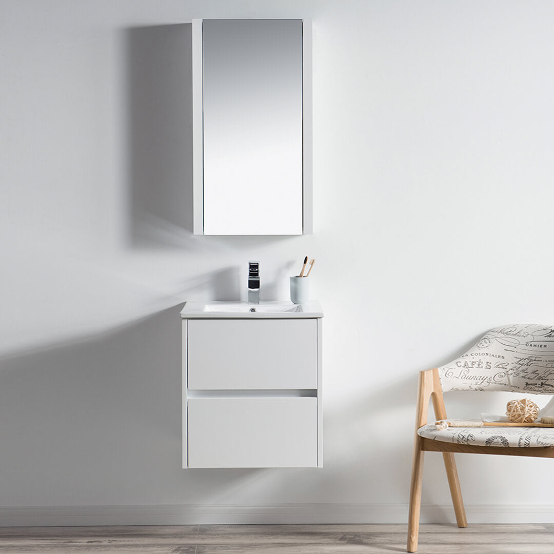 Valencia 20-Inch Vanity: Petite Perfection for Stylish Spaces. Elevate Compact Bathrooms with Elegant Design and Smart Functionality. Discover the Essence of the Gloss White Valencia