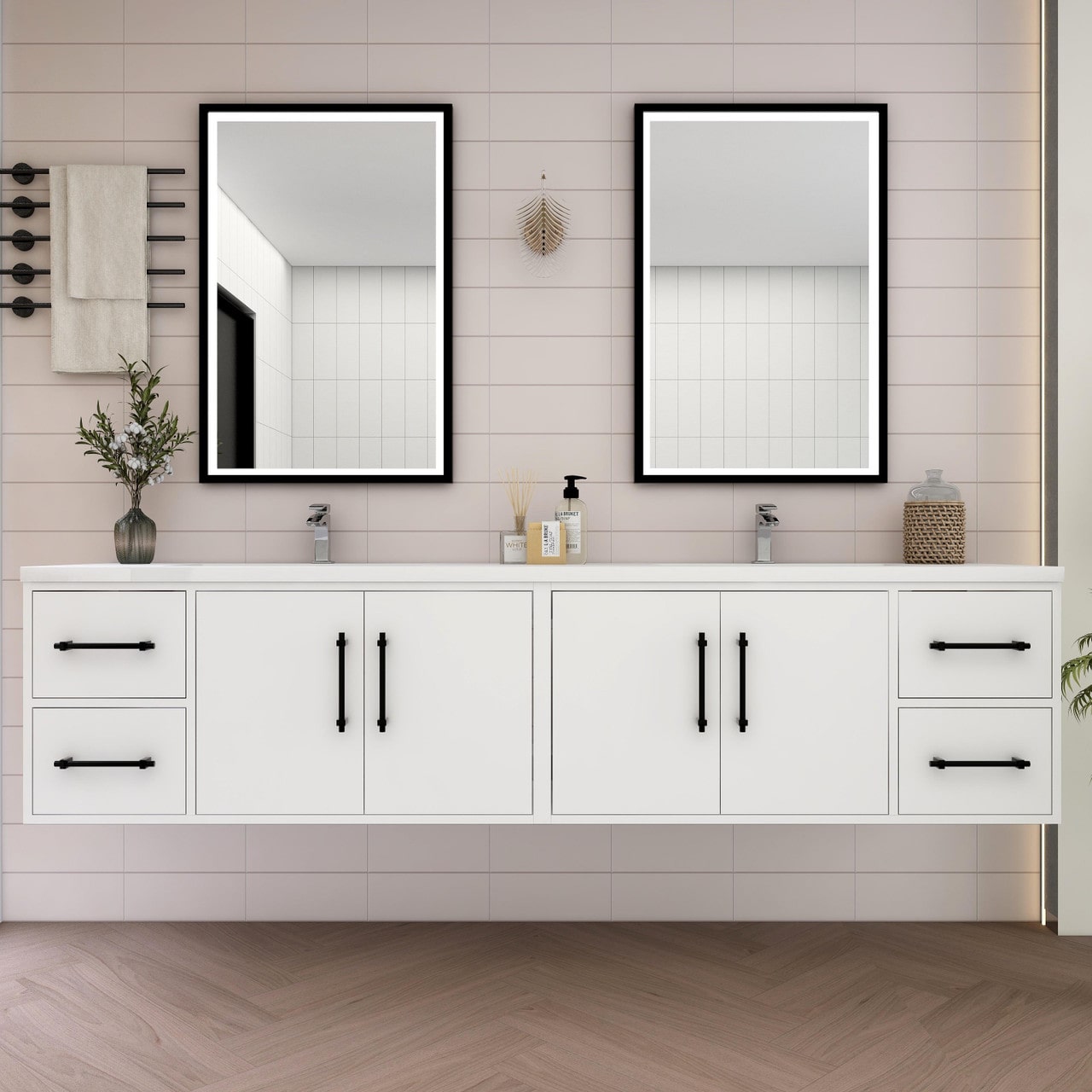 Victoria 84" Wall Mounted Vanity with Double Sink