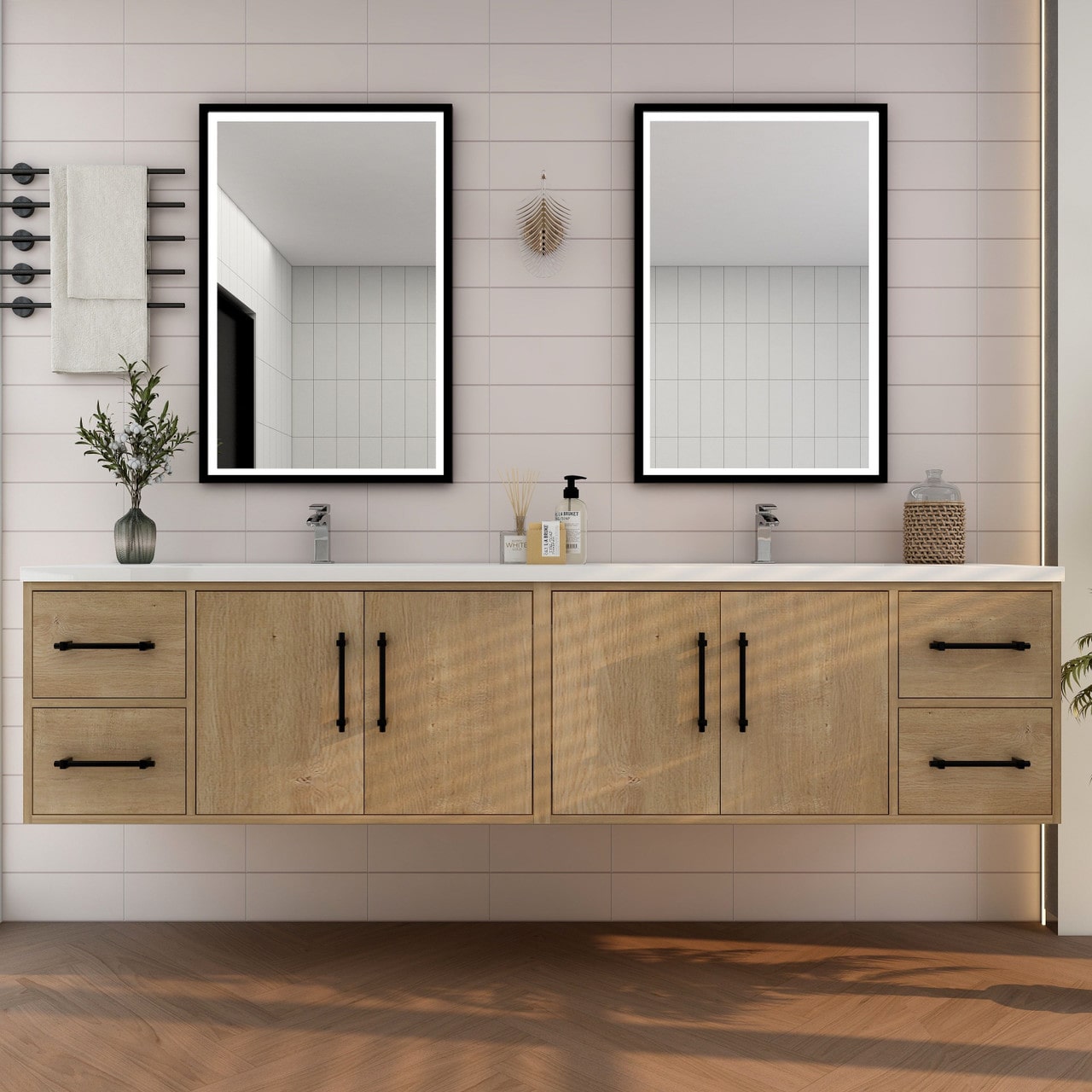 Victoria 84" Wall Mounted Vanity with Double Sink
