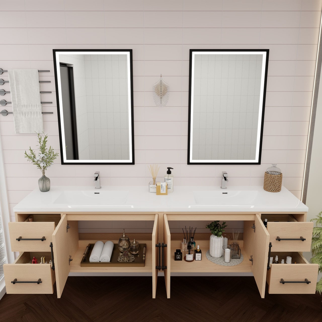 Victoria 84" Wall Mounted Vanity with Double Sink