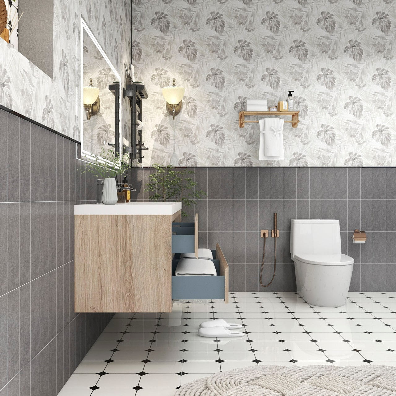Louis 60" Modern Wall-Mounted with Double Sink