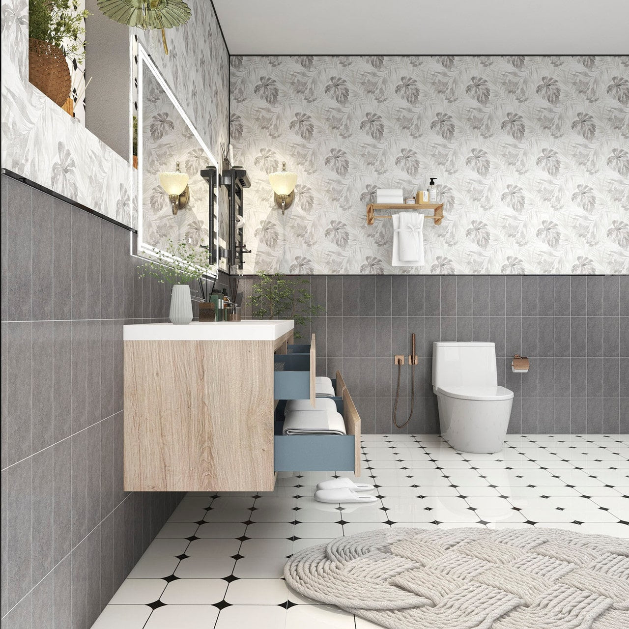 Louis 84" Modern Wall-Mounted with Double Sink